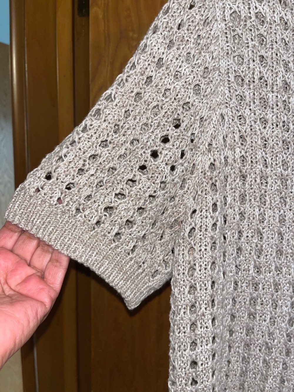 ASOS Taupe Open-Knit Short Sleeve Cardigan - Picture 5 of 10